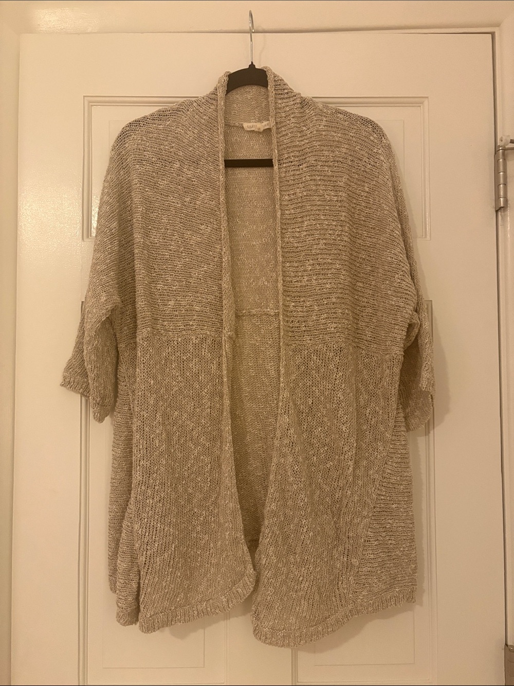 Eileen Fisher Open-Front Lightweight Knit Cardigan - Neutral Beige/Tan